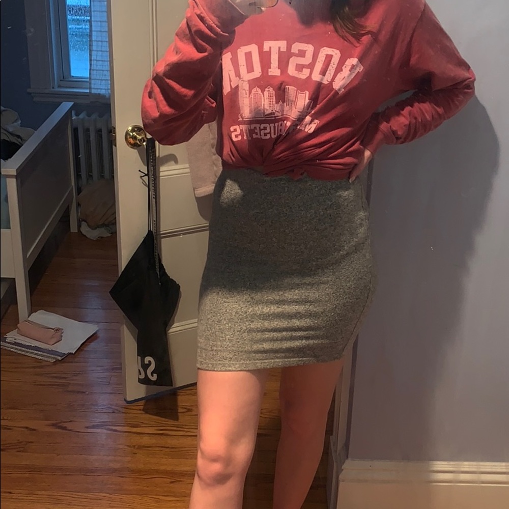 Cotton grey knit skirt